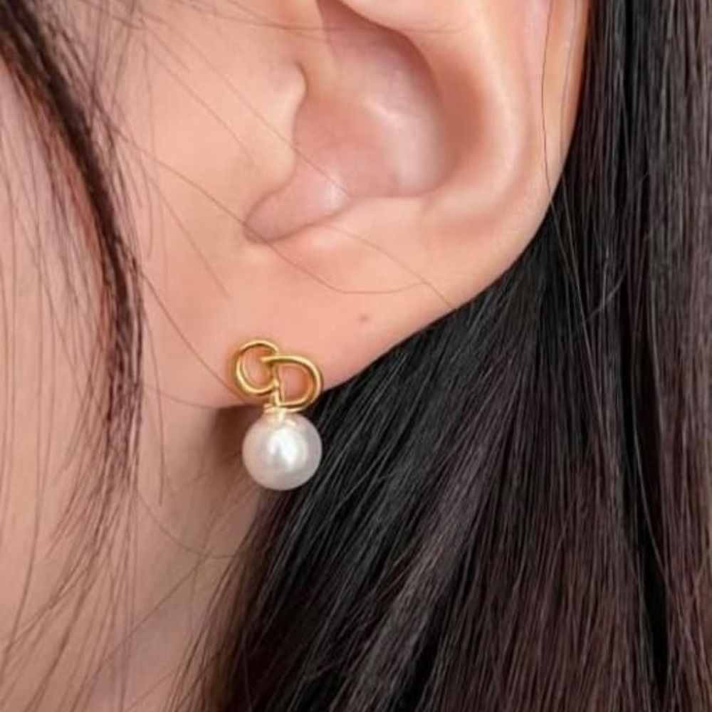 925 Sterling Silver Pearl Geometric Vintage Drop - Picture 4 of 4
